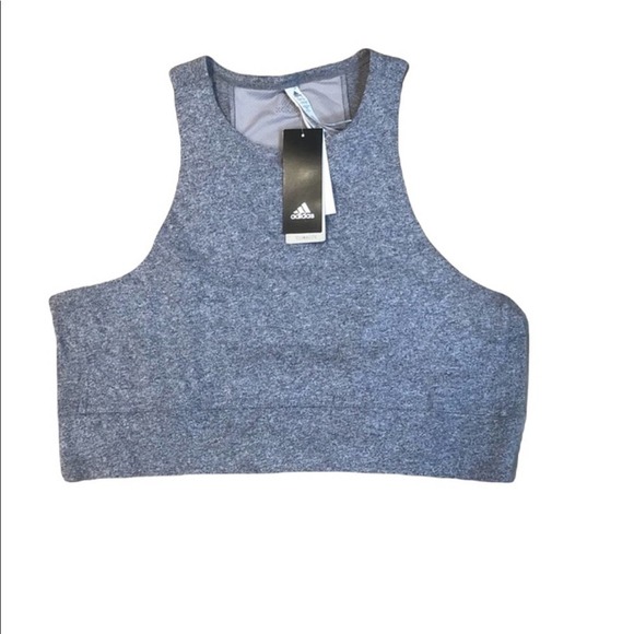 𝅺ADIDAS NWT Grey climalite crop top size xl - Picture 1 of 8